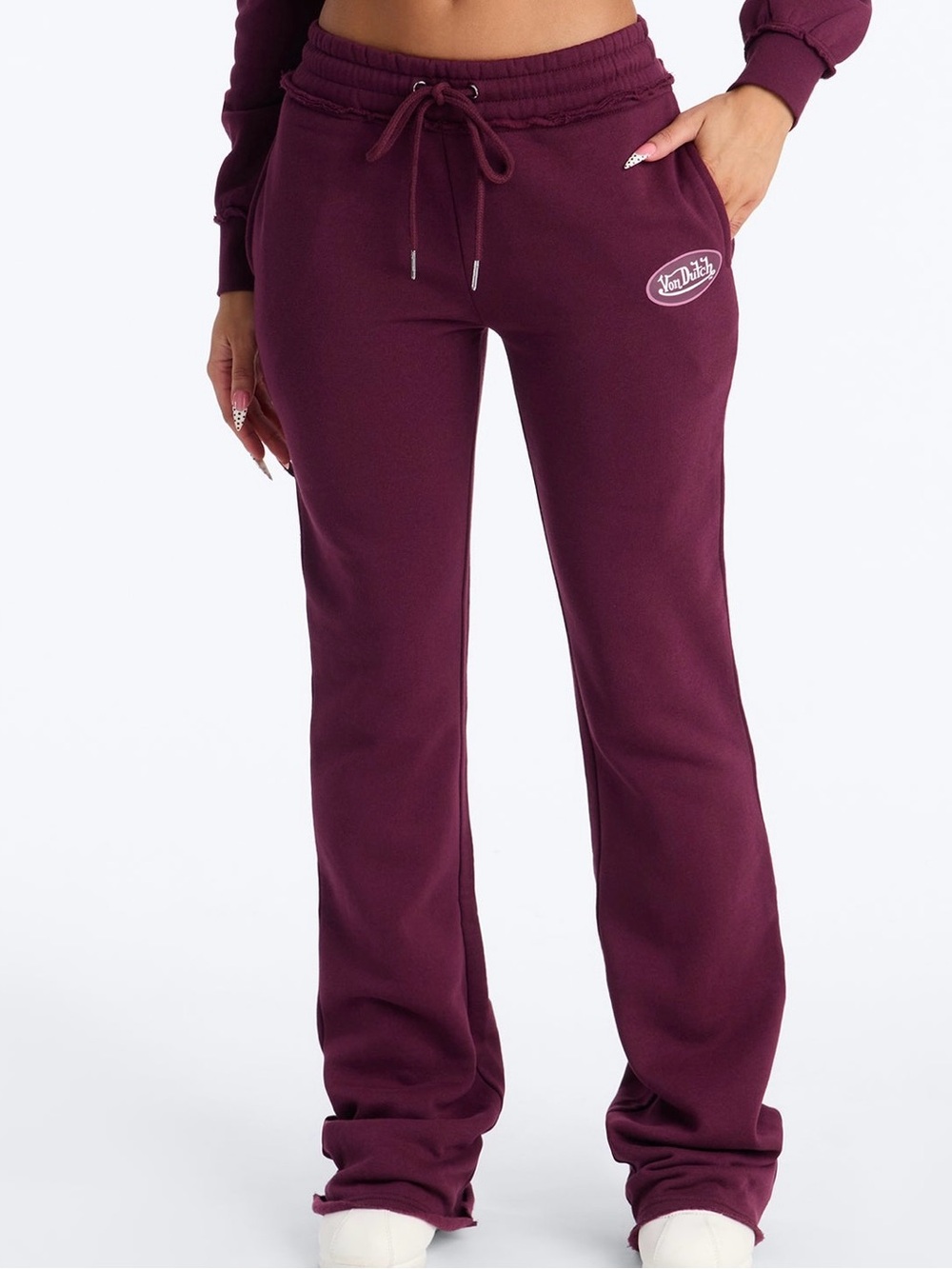 Von Dutch Plum Drawstring Sweat Pants